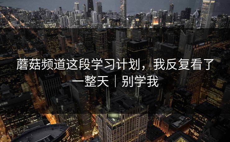 蘑菇频道这段学习计划，我反复看了一整天｜别学我