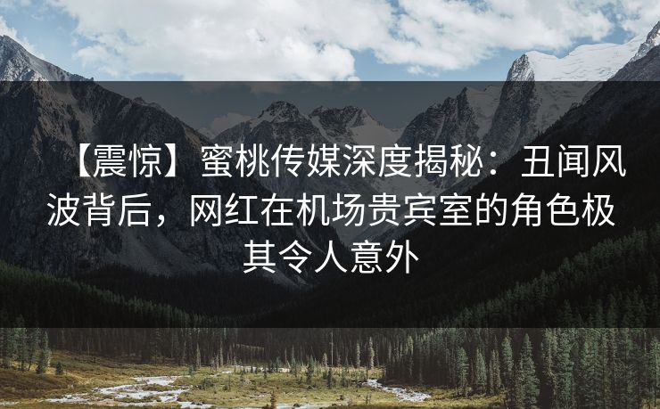 【震惊】蜜桃传媒深度揭秘：丑闻风波背后，网红在机场贵宾室的角色极其令人意外